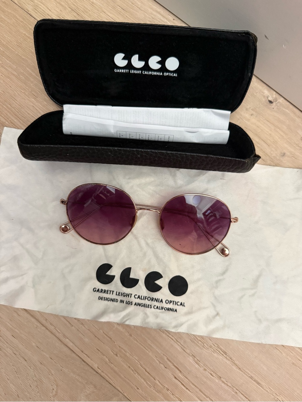 Garrett Leight Rose Gold Frame with Purple Gradient Lenses Sunglasses